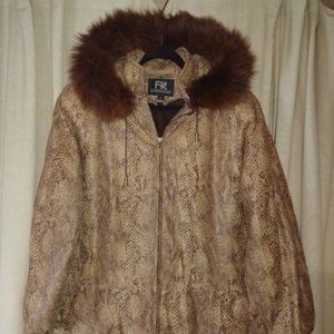 FS Outerwear, Beautiful Hooded Winter Coat/Parka, Fox Tail Trim, in size Large